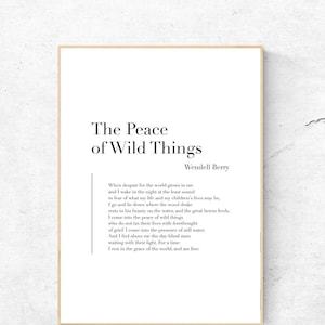 The Peace of Wild Things by Wendell Berry - Quote Art Print, Speech Wall Art, Poem Physical Print, Modern Home Decor, No Frame Included