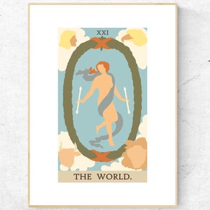 Impressão de cartas de tarô do mundo - Cartaz para impressão do baralho de tarô de Rider Waite Smith, impressão de arcanos maiores, download instantâneo