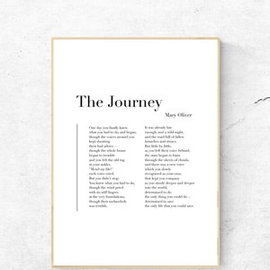 The Journey by Mary Oliver - Poetry Art Print, Literature Wall Art, Poem Physical Print, Modern Home Decor, No Frame Included