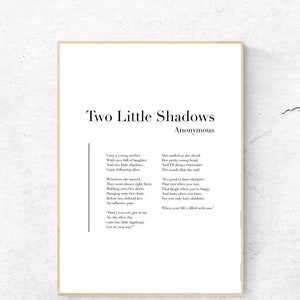 Two Little Shadows - Poetry Printable Poster, Instant Download, Digital Wall Art, Modern Print, Poster Design