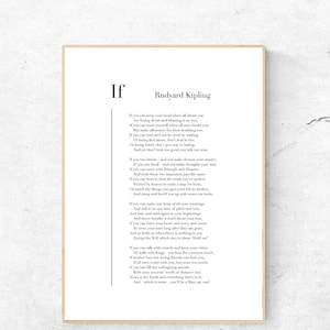 Wenn von Rudyard Kipling - Poesie Kunstdruck, Literatur Wandkunst, Gedicht Physischer Druck, modernes Wohndekor, ohne Rahmen