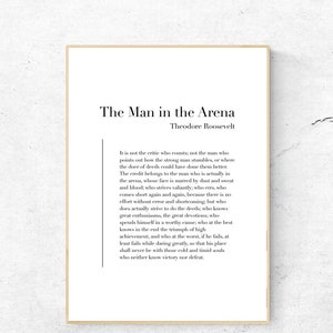 El hombre en la arena de Theodore Roosevelt - Cartel imprimible de citas, Descarga instantánea del discurso, Decoración literaria del hogar, Arte de pared digital del poema