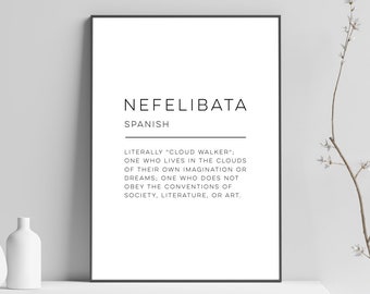 Nefelibata Definition Printable, Definition Print, Word Definition Wall  Art, Definition Decor, Inspiring Art Print Canvas Print