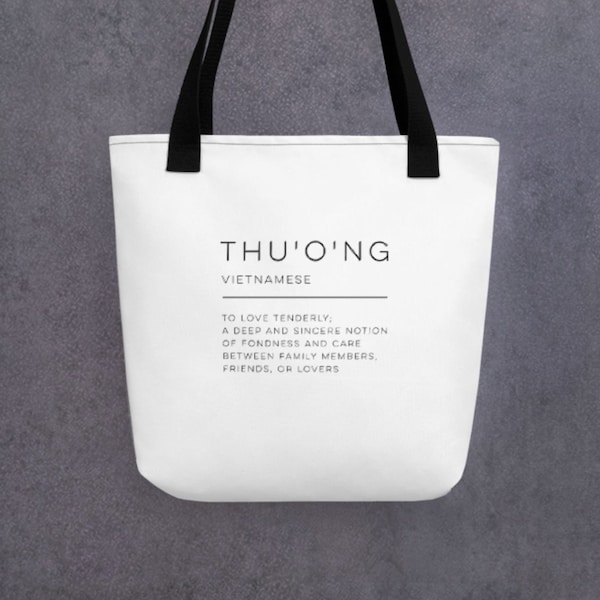 Thu’o’ng Tote Bag - Vietnamienne Définition Sac réutilisable, Minimaliste Tote, Noir et Blanc Tote Bag