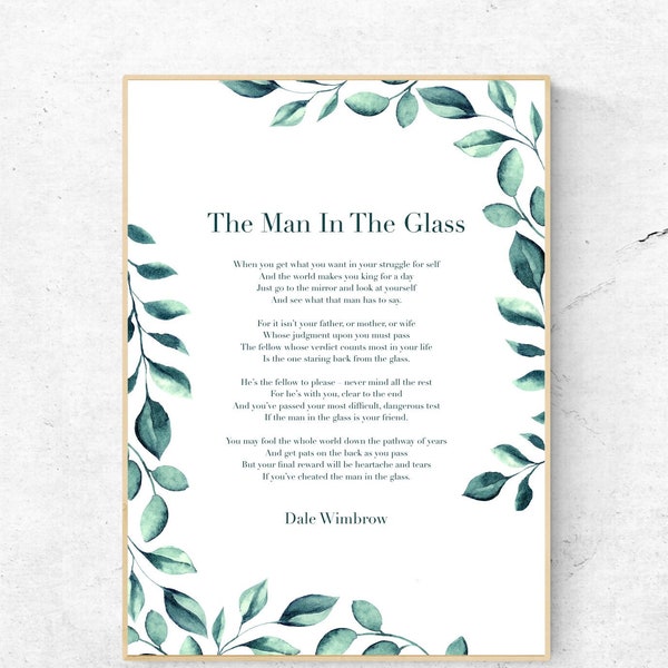 Man in the Glass Poem Printable - Etsy