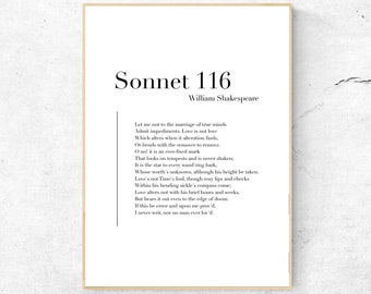 Sonnet 116 by William Shakespeare - Poetry Art Print, Literature Wall Art, Poem Physical Print, Modern Home Decor, No Frame Included