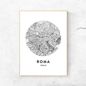 Roma Karte Kunstdruck - Reise Kunstdruck, Stadt Wandkunst, Kartographie physischer Druck, moderne Wohnkultur, kein Rahmen enthalten