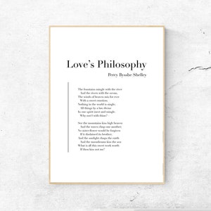 Love’s Philosophy by Percy Bysshe Shelley - Poetry Printable Poster, Instant Download, Digital Wall Art, Modern Print, Poster Design