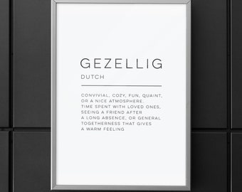 Gezellig - Definition Printable Poster, Digital Poster, Print at Home Instant Download, Modern Digital Print, Word Poster Design