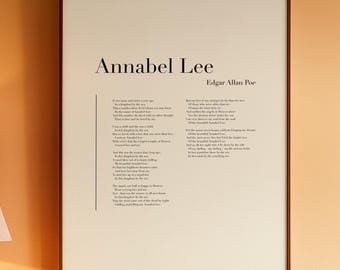 Annabel Lee by Edgar Allan Poe - Poetry Art Print, Literature Wall Art, Poem Physical Print, Modern Home Decor, No Frame Included