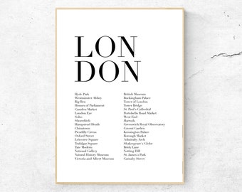 London Printable Poster - Monuments, Museums and Attractions, Instant Download, Home Decor, Digital Wall Art, Modern Art Print Poster Design