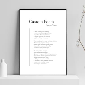 Custom Poem Print, Custom Poetry Art Print, Custom Literature Wall Art, Literary Physical Print, Modern Home Decor, No Frame Included