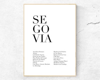 Segovia Printable Poster - Monuments, Museums and Attractions, Instant Download, Home Decor Digital Wall Art, Modern Art Print Poster Design