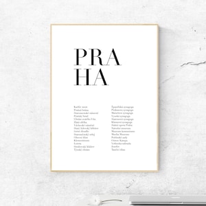 Praha Printable Poster - Monuments, Museums and Attractions, Instant Download, Home Decor Digital Wall Art, Modern Art Print Poster Design