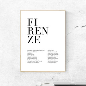 Firenze Printable Poster - Monumenten, musea en attracties, Instant Download, Home Decor, Digital Wall Art, Modern Print, Poster Design