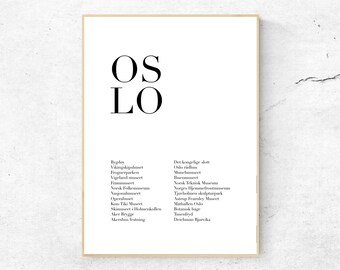 Oslo Printable Poster - Monuments, Museums, Attractions, Instant Download, Home Decor Digital Wall Art, Modern Art Print Poster Design