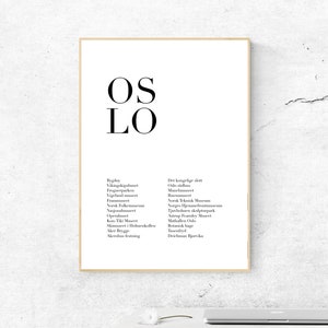 Oslo Printable Poster - Monuments, Museums, Attractions, Instant Download, Home Decor Digital Wall Art, Modern Art Print Poster Design