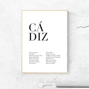 Cédiz druckbare Poster - Denkmäler, Museen und Sehenswürdigkeiten, Instant Download, Home Decor digitale Wandkunst, moderne Kunstdruck Poster-Design