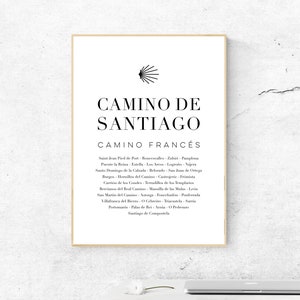 Camino de Santiago - Camino Francés - Cartel imprimible, Cartel digital, impresión en home instant download, impresión digital moderna, diseño de pósteres