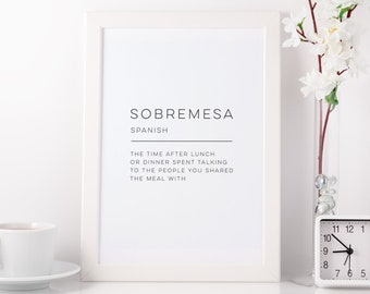 Sobremesa - Impressão artística com definição, arte de parede, impressão física, decoração moderna para casa, pôster com palavra, moldura não incluída.