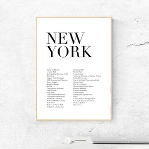 New York Printable Poster - Monuments, Museums, Attractions, Instant Download, Home Decor Digital Wall Art, Modern Art Print Poster Design