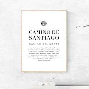 Camino de Santiago - Camino del Norte - Printable Poster, Digital Poster Design, Print at Home Instant Download, Modern Digital Print