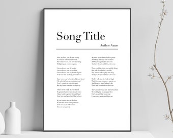 Impresión de letras de canciones personalizadas, impresión de arte de música personalizada, arte de pared personalizado, impresión física de su canción, decoración casera moderna, sin marco incluido