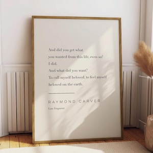 Stampa con citazione di Raymond Carver - Amato sulla Terra - Poster originale stampabile, download immediato, arredamento significativo per la casa, stampa moderna