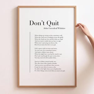 Don’t Quit by John Greenleaf Whittier - Poetry Printable Poster, Literature Instant Download, Literary Home Decor, Poem Digital Wall Art