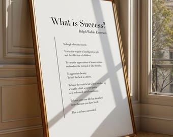 What is Success? by Ralph Waldo Emerson - Poetry Art Print, Literature Wall Art, Poem Physical Print, Modern Home Decor, No Frame Included