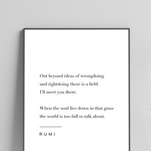 Rumi Quote Print - I'll Meet You There - Printable Original Poster, Instant Download, Meaningful Home Decor, Wall Art, Modern Print