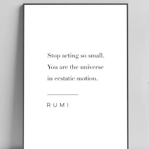 Rumi Quote Print - You Are The Universe - Printable Original Poster, Instant Download, Home Decor, Wall Art, Modern Print