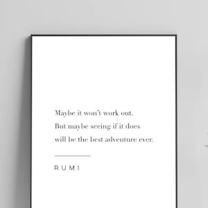 Rumi Quote Print - The Best Adventure Ever - Printable Original Poster, Instant Download, Meaningful Home Decor, Wall Art, Modern Print