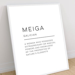 Meiga - Definition Art Print, Galician Wall Art, Physical Print, Modern Home Decor, Word Poster Design, No Frame Included