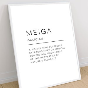 Meiga - Definition Printable Poster, Galician Digital Poster, Print at Home Instant Download, Modern Digital Print, Word Poster Design