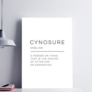 Cynosure - Definition Art Print, Wall Art, Physical Print, Modern Home Decor, Word Poster Design, No Frame Included