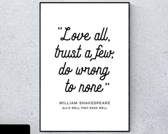 William Shakespeare Quote - Literary Quote Art Print, Literature Wall Art, Book Physical Print, Modern Home Decor, No Frame Included