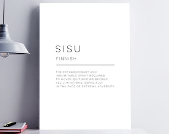 Sisu - Definition Art Print, Wall Art, Physical Print, Modern Home Decor, Word Poster Design, No Frame Included