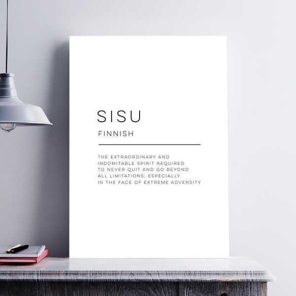Sisu - Definition Art Print, Wall Art, Physical Print, Modern Home Decor, Word Poster Design, No Frame Included
