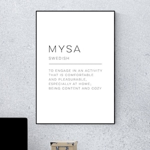 Mysa - Definition Art Print, Wall Art, Physical Print, Modern Home Decor, Word Poster Design, No Frame Included