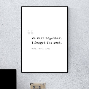 Walt Whitman Quote - Literary Quote Art Print, Literature Wall Art, Book Physical Print, Modern Home Decor, No Frame Included