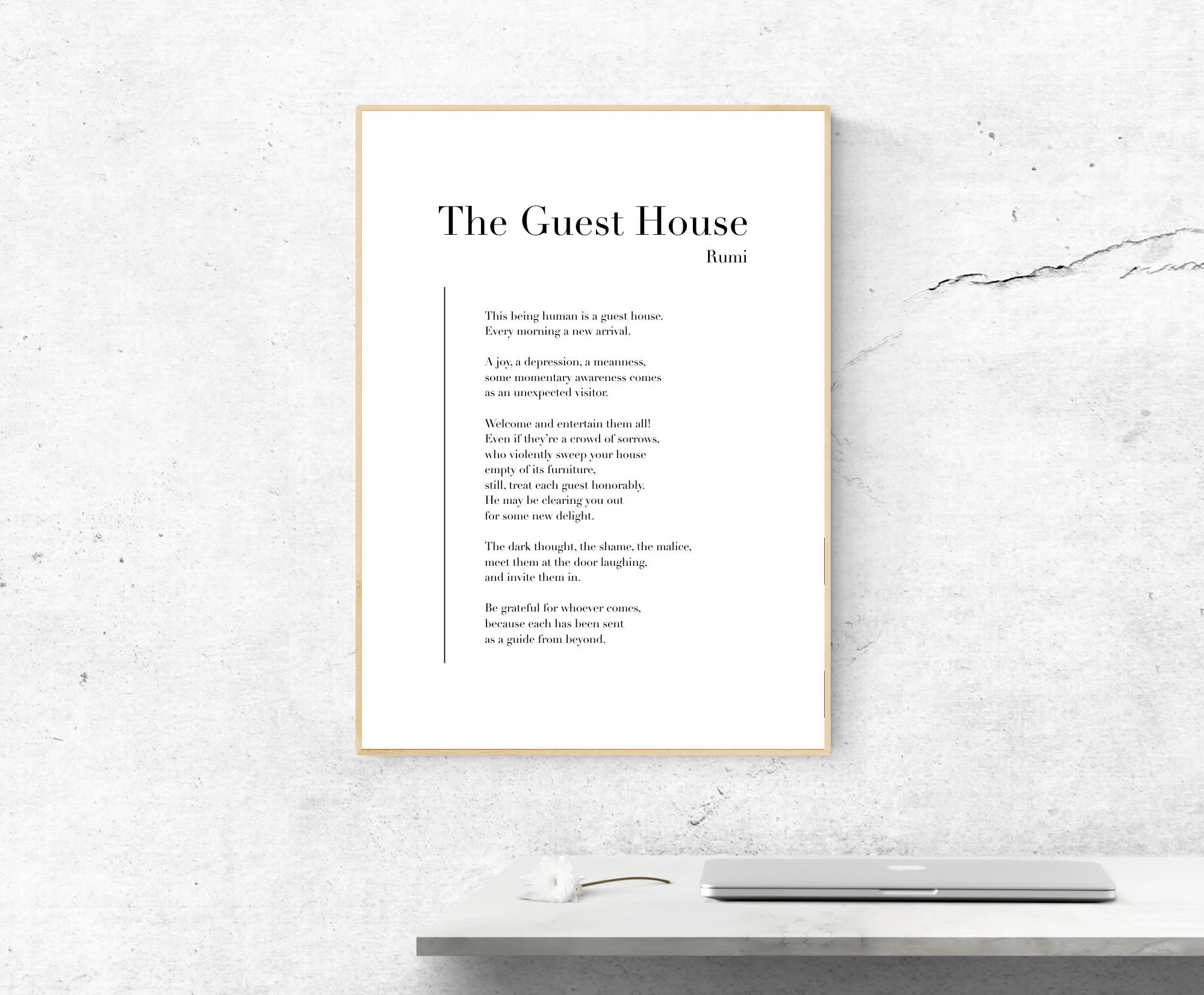 The Guest House by Rumi - Poetry Printable Poster, Instant Download, Welcome Home Decor, Digital Wall Art, Modern Print, Poster Design - Etsy for Free Printable The Guest House Rumi Pdf