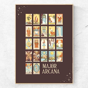 Impresión de las cartas del Tarot de los Arcanos Mayores - Póster de la baraja de Tarot de Rider Waite Smith, impresión física de los Arcanos Mayores, sin marco
