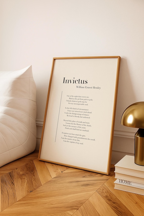 Invictus by William Ernest Henley - Poetry Art Print, Literature Wall Art, Poem Physical Print, Modern Home Decor, No Frame Included