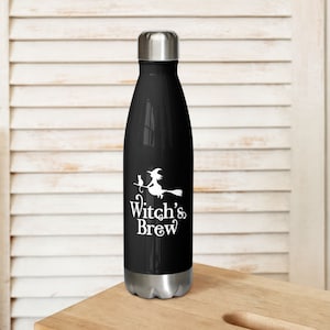 Bouteille d'eau en acier inoxydable Witch's Brew, bouteille noire isolée d'Halloween, bouteille d'eau de sorcière pour boissons chaudes et froides, cadeaux effrayants