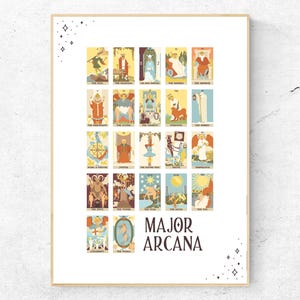 Impresión de cartas del Tarot de los Arcanos Mayores - Póster imprimible de la baraja de Tarot de Rider Waite Smith, impresión de los Arcanos Mayores, descarga instantánea