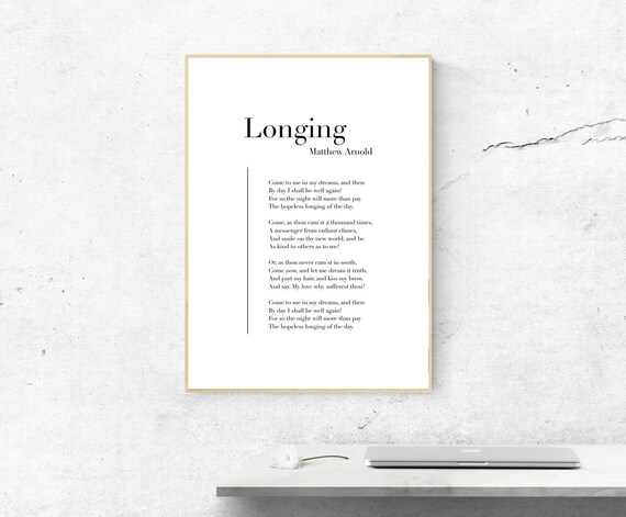 Longing by Matthew Arnold - Poetry Art Print, Literature Wall Art