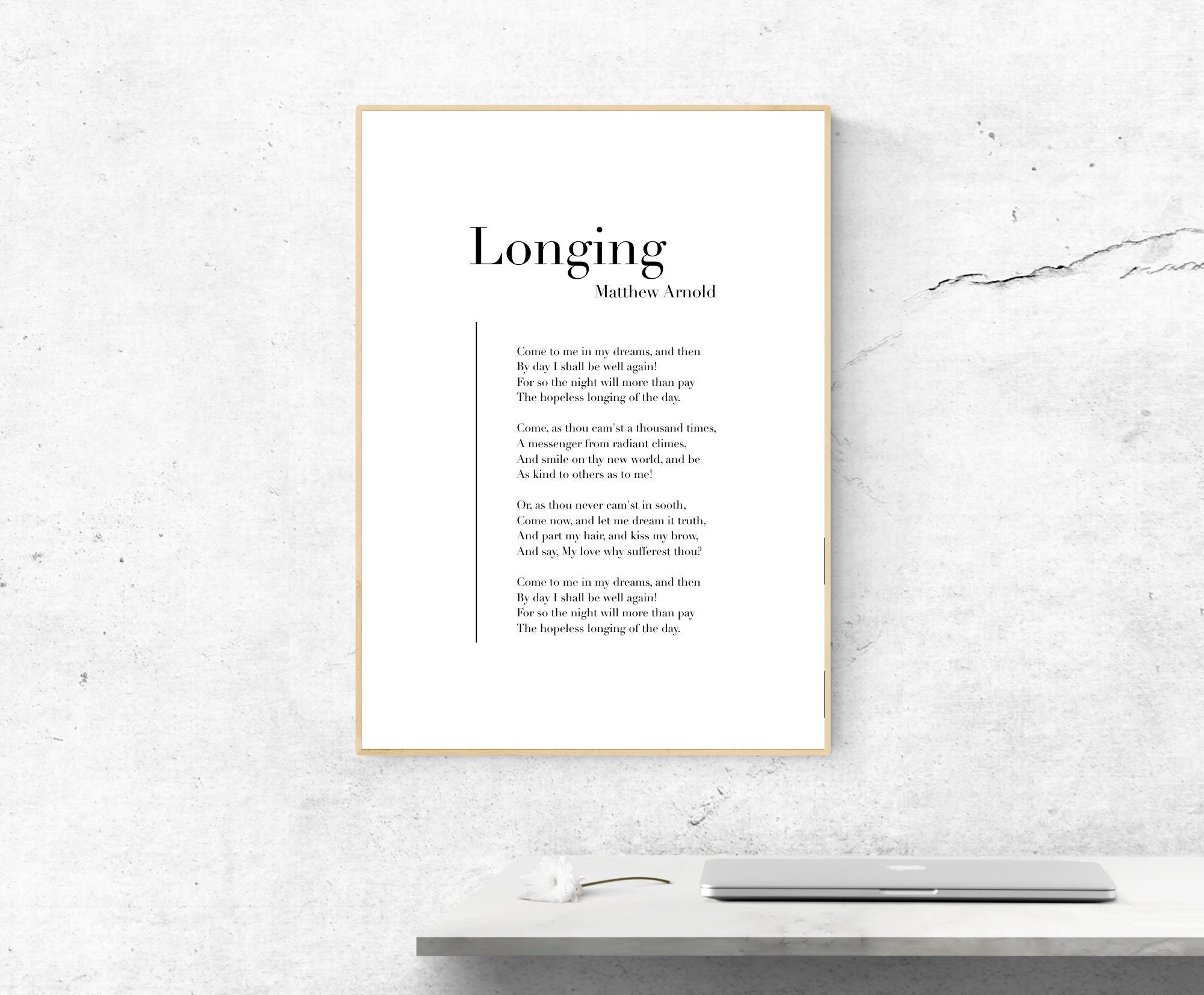 Longing by Matthew Arnold Poetry Art Print, Literature Wall Art 