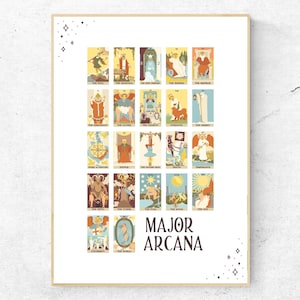 Impresión de las cartas del Tarot de los Arcanos Mayores - Póster de la baraja de Tarot de Rider Waite Smith, impresión física de los Arcanos Mayores, sin marco