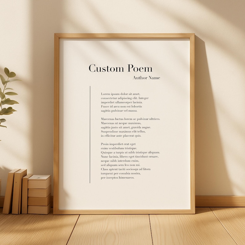 Lámina personalizada con poema, lámina artística de poesía personalizada, arte mural literario personalizado, lámina literaria física, decoración moderna para el hogar, sin marco imagen 1